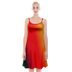 Multi Color Pattern Background Spaghetti Strap Velvet Dress