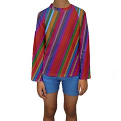 Color Stripes Pattern Kids  Long Sleeve Swimwear