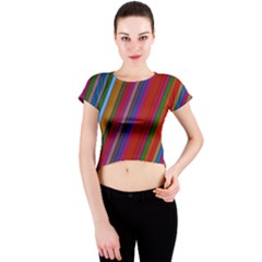 Color Stripes Pattern Crew Neck Crop Top