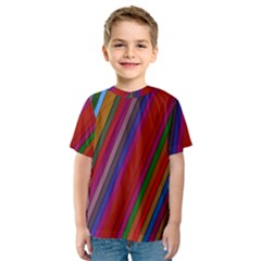 Color Stripes Pattern Kids  Sport Mesh Tee