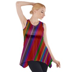 Color Stripes Pattern Side Drop Tank Tunic