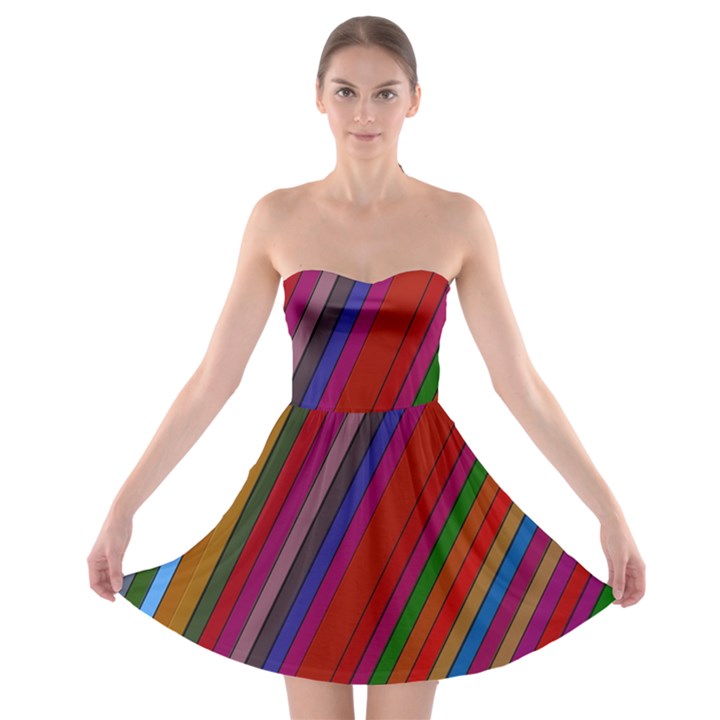 Color Stripes Pattern Strapless Bra Top Dress