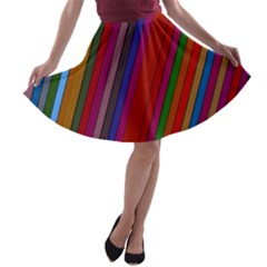 Color Stripes Pattern A-line Skater Skirt