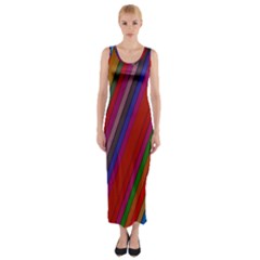 Color Stripes Pattern Fitted Maxi Dress