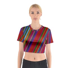 Color Stripes Pattern Cotton Crop Top