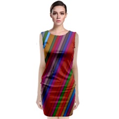 Color Stripes Pattern Sleeveless Velvet Midi Dress by Simbadda