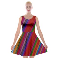 Color Stripes Pattern Velvet Skater Dress