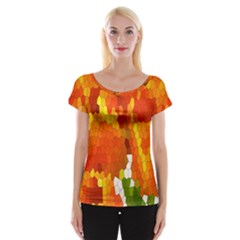 Mosaic Glass Colorful Color Women s Cap Sleeve Top by Simbadda