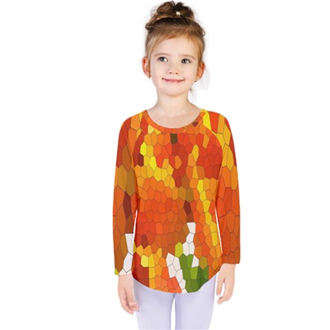 Mosaic Glass Colorful Color Kids  Long Sleeve Tee by Simbadda