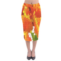 Mosaic Glass Colorful Color Velvet Midi Pencil Skirt