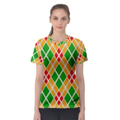 Colorful Color Pattern Diamonds Women s Sport Mesh Tee