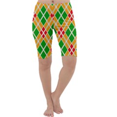 Colorful Color Pattern Diamonds Cropped Leggings 