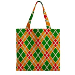 Colorful Color Pattern Diamonds Zipper Grocery Tote Bag