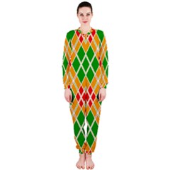 Colorful Color Pattern Diamonds Onepiece Jumpsuit (ladies) 