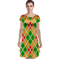 Colorful Color Pattern Diamonds Cap Sleeve Nightdress