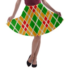 Colorful Color Pattern Diamonds A-line Skater Skirt