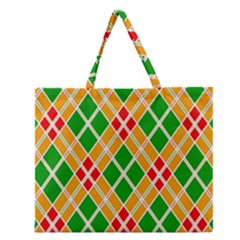 Colorful Color Pattern Diamonds Zipper Large Tote Bag