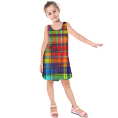 Abstract Color Background Form Kids  Sleeveless Dress