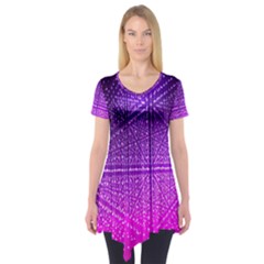 Pattern Light Color Structure Short Sleeve Tunic 