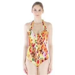 Background Color Pattern Abstract Halter Swimsuit