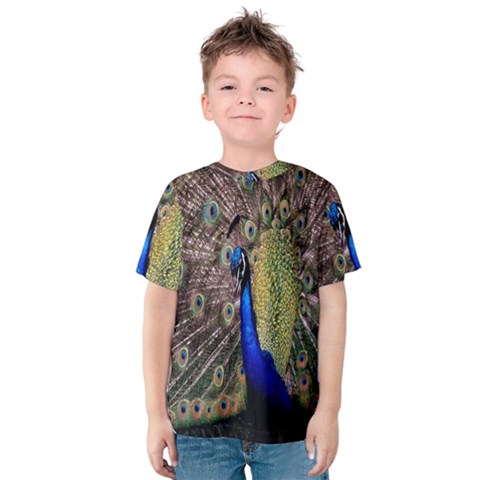 Multi Colored Peacock Kids  Cotton Tee by Simbadda