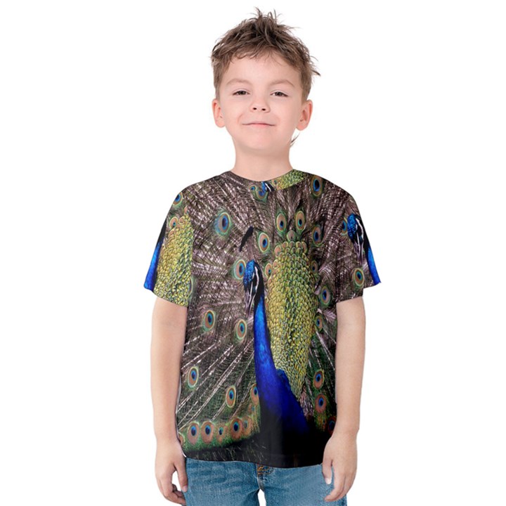 Multi Colored Peacock Kids  Cotton Tee