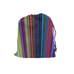 Multi Colored Lines Drawstring Pouches (large) 