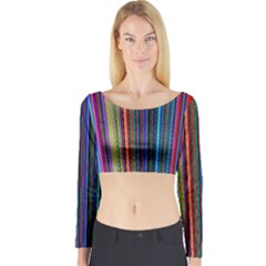 Multi Colored Lines Long Sleeve Crop Top