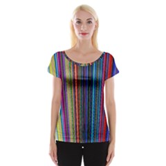 Multi Colored Lines Women s Cap Sleeve Top