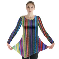 Multi Colored Lines Long Sleeve Tunic 