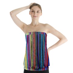 Multi Colored Lines Strapless Top