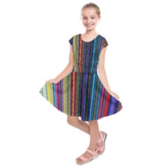 Multi Colored Lines Kids  Short Sleeve Dress