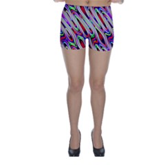 Multi Color Wave Abstract Pattern Skinny Shorts