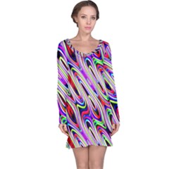 Multi Color Wave Abstract Pattern Long Sleeve Nightdress by Simbadda