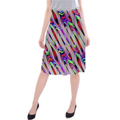 Multi Color Wave Abstract Pattern Midi Beach Skirt