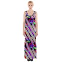 Multi Color Wave Abstract Pattern Maxi Thigh Split Dress View1