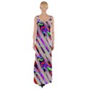 Multi Color Wave Abstract Pattern Maxi Thigh Split Dress View2