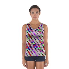 Multi Color Wave Abstract Pattern Women s Sport Tank Top 