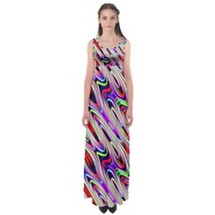 Multi Color Wave Abstract Pattern Empire Waist Maxi Dress