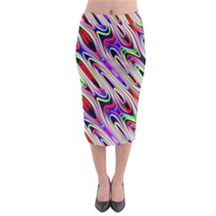 Multi Color Wave Abstract Pattern Midi Pencil Skirt