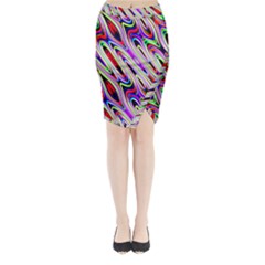 Multi Color Wave Abstract Pattern Midi Wrap Pencil Skirt