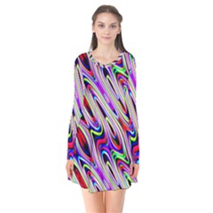 Multi Color Wave Abstract Pattern Flare Dress