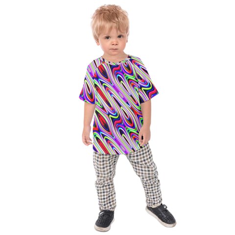 Multi Color Wave Abstract Pattern Kids  Raglan Tee by Simbadda