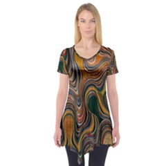 Swirl Colour Design Color Texture Short Sleeve Tunic 