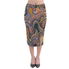 Swirl Colour Design Color Texture Velvet Midi Pencil Skirt by Simbadda