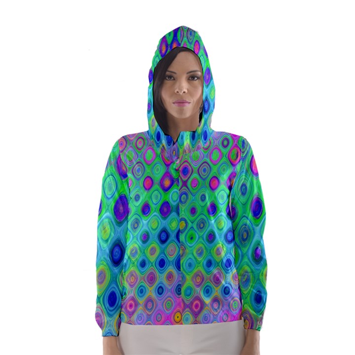 Background Texture Pattern Colorful Hooded Wind Breaker (Women)