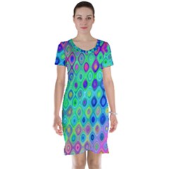 Background Texture Pattern Colorful Short Sleeve Nightdress by Simbadda