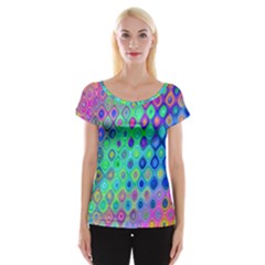 Background Texture Pattern Colorful Women s Cap Sleeve Top