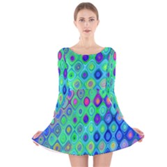 Background Texture Pattern Colorful Long Sleeve Velvet Skater Dress