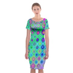 Background Texture Pattern Colorful Classic Short Sleeve Midi Dress